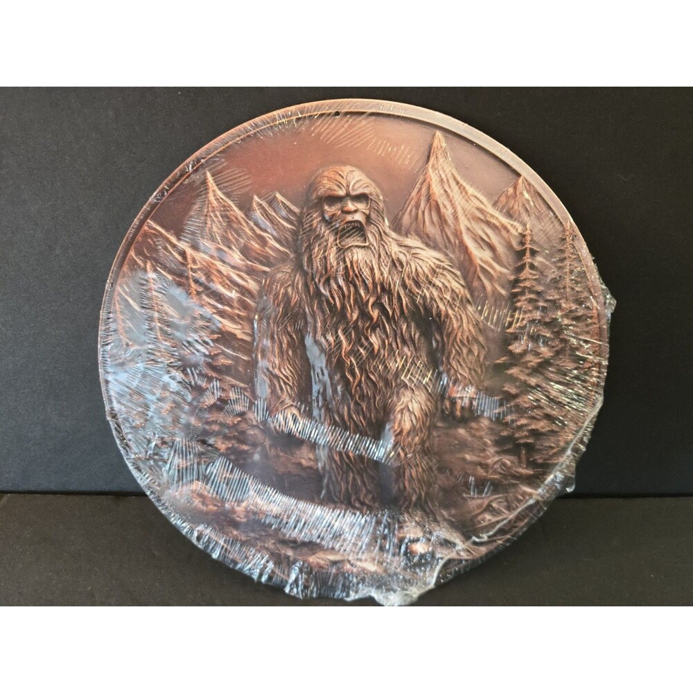 10.75 in. Bigfoot Round Metal Sign Yeti Sasquash Copper Color